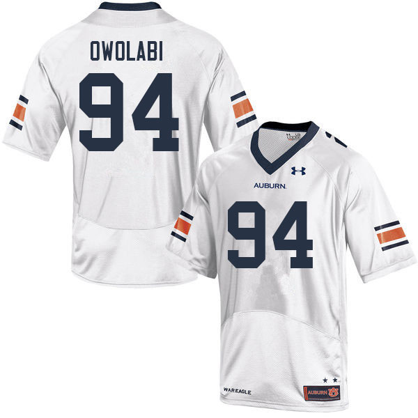 Auburn Tigers Men's Godwin Owolabi #94 White Under Armour Stitched College 2022 NCAA Authentic Football Jersey JSD2074TA